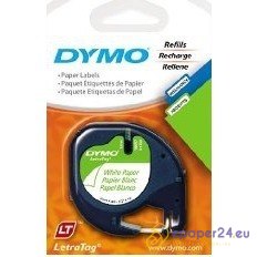 TAŚMA DYMO LETRATAG 12mm*4m PAPIEROWA BIAŁA