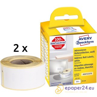 Etykiety na rolce Avery Zweckform 89x28mm białe (260)