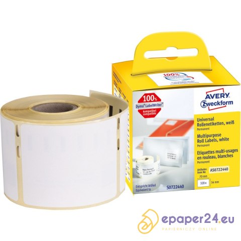 Etykiety na rolce Avery Zweckform 70x54mm białe (320) Etykiety na rolce Avery Zweckform 70x54mm białe (320)