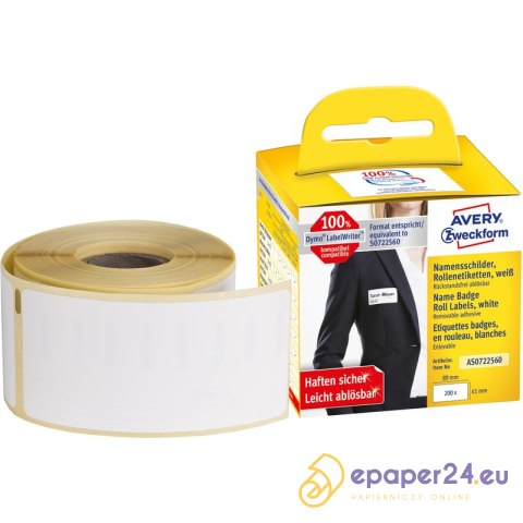 Etykiety na rolce Avery Zweckform 41x89mm białe (200) Etykiety na rolce Avery Zweckform 41x89mm białe (200)