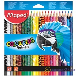 KREDKI OŁÓWKOWE MAPED COLOR'PEPS ANIMALS 24 KOLORY