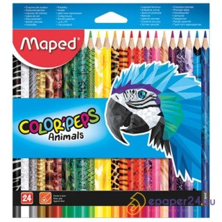 KREDKI OŁÓWKOWE MAPED COLOR'PEPS ANIMALS 24 KOLORY