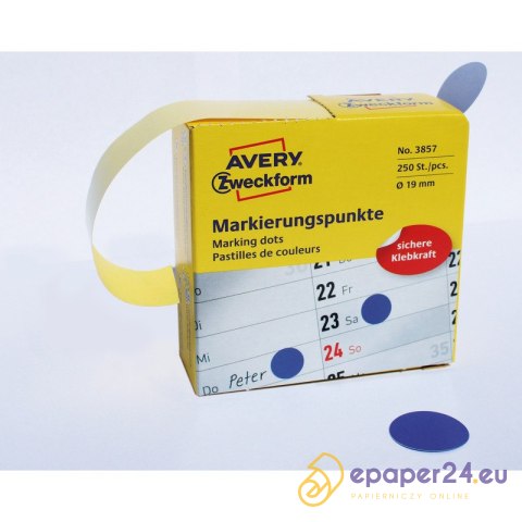 KÓŁKA AVERY śr.19mm TRWAŁE NIEBIESKIE (250) KÓŁKA AVERY śr.19mm TRWAŁE NIEBIESKIE (250)