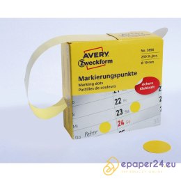 KÓŁKA AVERY śr.19mm TRWAŁE ŻÓŁTE (250)