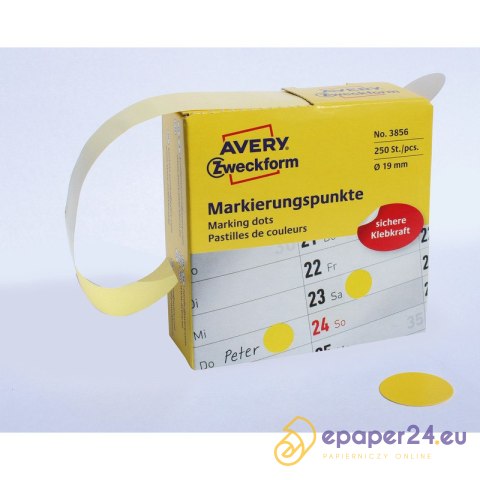 KÓŁKA AVERY śr.19mm TRWAŁE ŻÓŁTE (250) KÓŁKA AVERY śr.19mm TRWAŁE ŻÓŁTE (250)