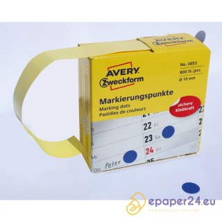 KÓŁKA AVERY śr.10mm TRWAŁE NIEBIESKIE (800)