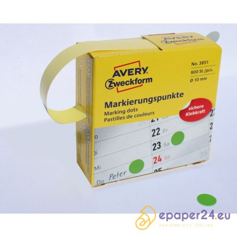 KÓŁKA AVERY śr.10mm TRWAŁE ZIELONE (800) KÓŁKA AVERY śr.10mm TRWAŁE ZIELONE (800)