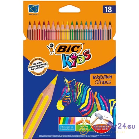 Kredki ołówkowe BiC Kids Evolution Stripes 18 kolorów Kredki ołówkowe BiC Kids Evolution Stripes 18 kolorów