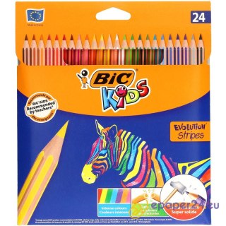 Kredki ołówkowe BiC Kids Evolution Stripes 24 kolory