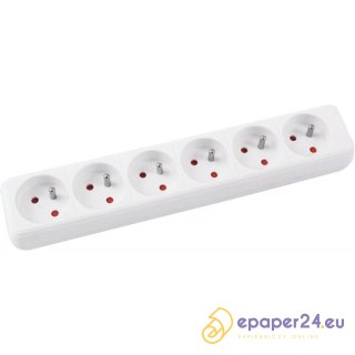 Listwa zasilająca Office Products 1.5m/6g biała