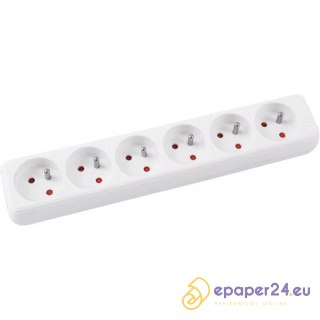 Listwa zasilająca Office Products 3m/6g biała