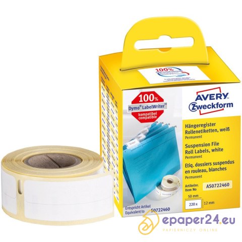 Etykiety na rolce Avery Zweckform 50x12mm białe (220) Etykiety na rolce Avery Zweckform 50x12mm białe (220)