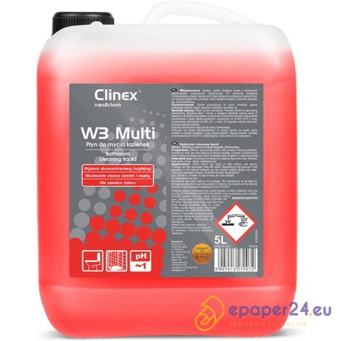 Płyn Clinex W3 Multi 5L (do mycia łazienek) Płyn Clinex W3 Multi 5L (do mycia łazienek)