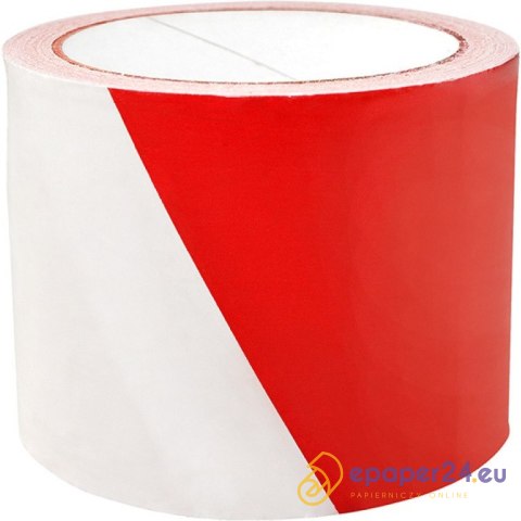 Taśma ostrzegawcza 75mm/100m biało-czerwona Taśma ostrzegawcza 75mm/100m biało-czerwona