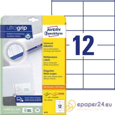 ETYKIETY AVERY A4 105x48mm BIAŁE (12x30) ETYKIETY AVERY A4 105x48mm BIAŁE (12x30)