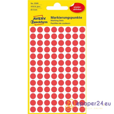 KÓŁKA AVERY śr.8mm USUWALNE CZERWONE (4x104) KÓŁKA AVERY śr.8mm USUWALNE CZERWONE (4x104)