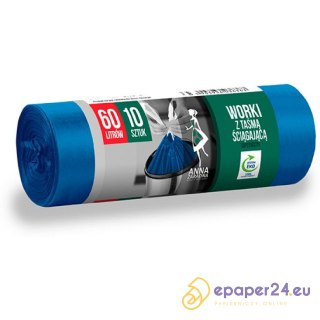 Worki na śmieci Anna Zaradna 60L LDPE z taśmą niebieskie (10)