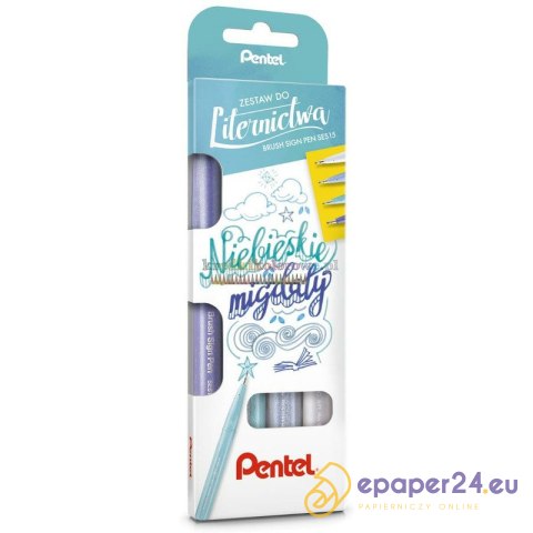 Zestaw do liternictwa Pentel Brush Sign Pen "Niebieskie migdały" Zestaw do liternictwa Pentel Brush Sign Pen "Niebieskie migdały"