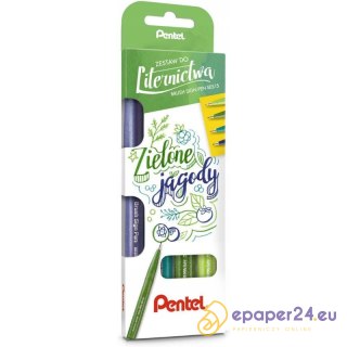 Zestaw do liternictwa Pentel Brush Sign Pen "Zielone jagody"