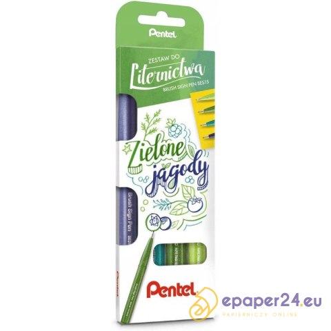Zestaw do liternictwa Pentel Brush Sign Pen "Zielone jagody" Zestaw do liternictwa Pentel Brush Sign Pen "Zielone jagody"