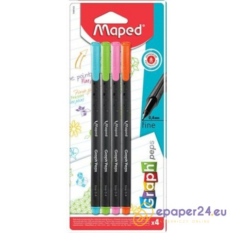 Cienkopisy Maped Graph'Peps 0.4mm 4 kolory Cienkopisy Maped Graph'Peps 0.4mm 4 kolory