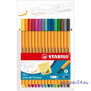 Cienkopisy Stabilo Point 88 15 kolorów