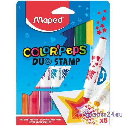 Flamastry dwustronne Maped Color'Peps Duostamp 8 kolorów Flamastry dwustronne Maped Color'Peps Duostamp 8 kolorów