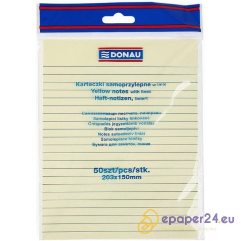Karteczki Donau 203x150mm w linie żółte (50) Karteczki Donau 203x150mm w linie żółte (50)