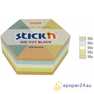 Karteczki Stick'n 61x70mm sześciokąt 4 kolory (250) Karteczki Stick'n 61x70mm sześciokąt 4 kolory (250)