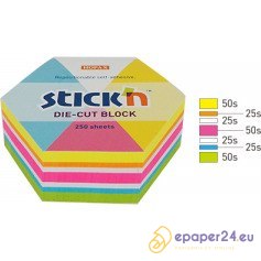 Karteczki Stick'n 61x70mm sześciokąt 5 kolorów (250) Karteczki Stick'n 61x70mm sześciokąt 5 kolorów (250)