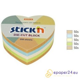 Karteczki Stick'n 64x67mm serce 4 kolory (250)