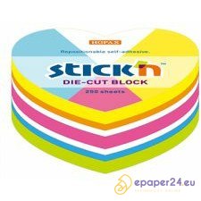 Karteczki Stick'n 64x67mm serce 5 kolorów (250)
