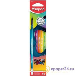 Ołówki Maped Black'Peps Energy HB z gumką (6)