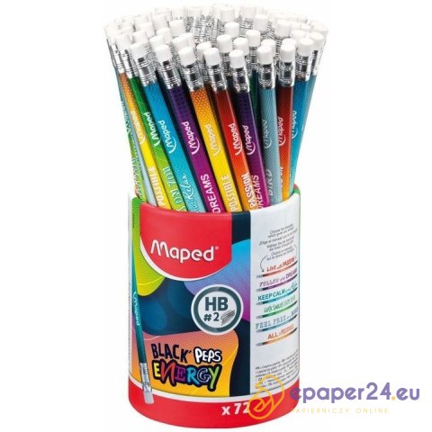 Ołówki Maped Black'Peps Energy HB z gumką (72) Ołówki Maped Black'Peps Energy HB z gumką (72)