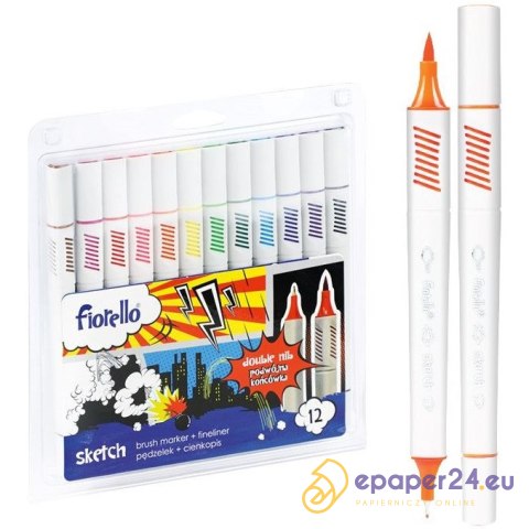 Pisaki dwustronne Fiorello Sketch 12 kolorów Pisaki dwustronne Fiorello Sketch 12 kolorów