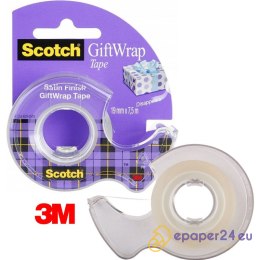 Taśma biurowa Scotch Gift Wrap 19mm/7.5m + podajnik