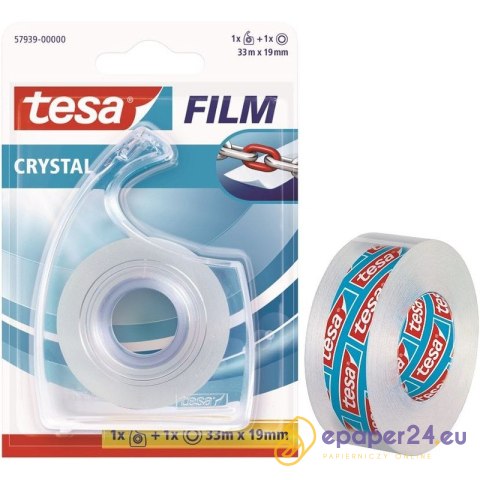 Taśma biurowa Tesa Film Crystal 19mm/33m + podajnik Taśma biurowa Tesa Film Crystal 19mm/33m + podajnik