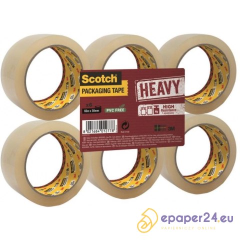 Taśma pakowa Scotch Heavy 50mm/66m przezroczysta (6) Taśma pakowa Scotch Heavy 50mm/66m przezroczysta (6)
