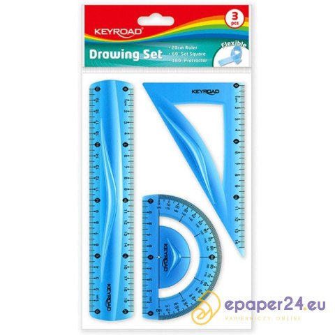 Zestaw Keyroad: linijka 20cm ekierka kątomierz Zestaw Keyroad: linijka 20cm ekierka kątomierz