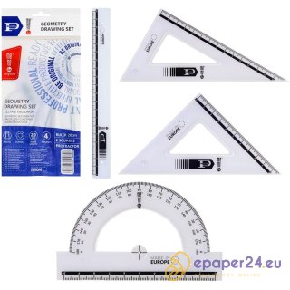 Zestaw kreślarski MemoBe Pratel: linijka 20cm 2 ekierki kątomierz