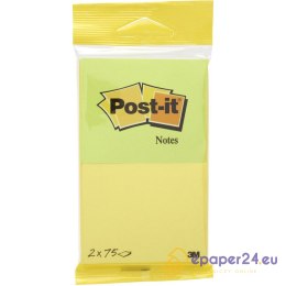Karteczki Post-it 76x63.5mm (6720-YG) żółto-zielone (2x75)
