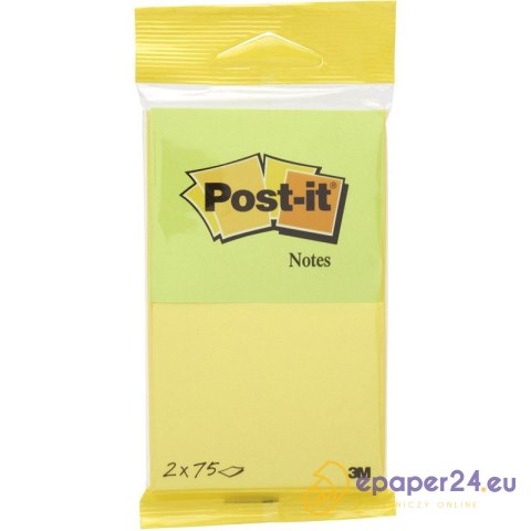 Karteczki Post-it 76x63.5mm (6720-YG) żółto-zielone (2x75) Karteczki Post-it 76x63.5mm (6720-YG) żółto-zielone (2x75)