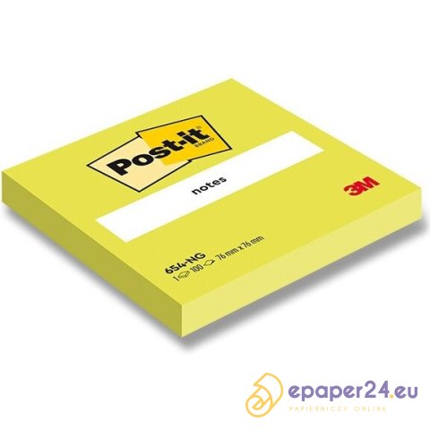 Karteczki Post-it 76x76mm (654-NG) jaskrawozielone (100) Karteczki Post-it 76x76mm (654-NG) jaskrawozielone (100)