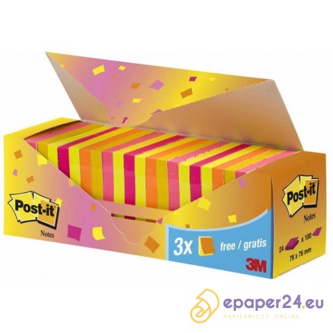Karteczki Post-it 76x76mm (654-NP24) mix kolorów (24x100) Karteczki Post-it 76x76mm (654-NP24) mix kolorów (24x100)
