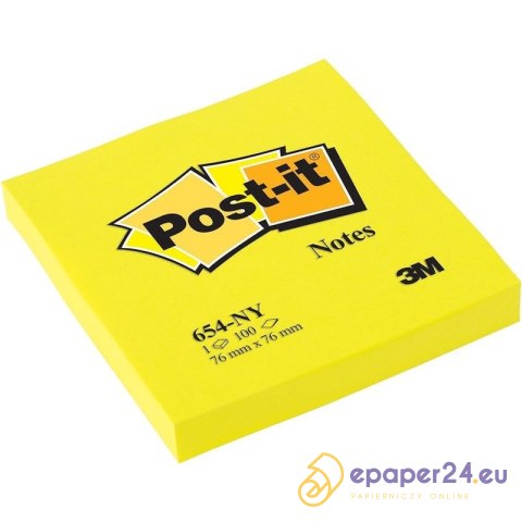 Karteczki Post-it 76x76mm (654-NY) jaskrawożółte (100) Karteczki Post-it 76x76mm (654-NY) jaskrawożółte (100)
