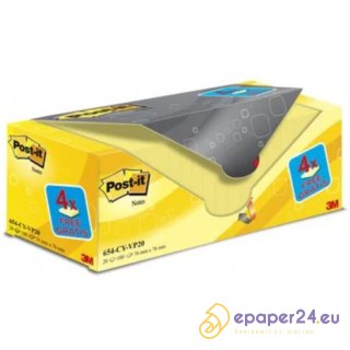 Karteczki Post-it 76x76mm (654CY-VP20) żółte (20x100)