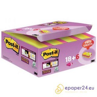 Karteczki Post-it Super Sticky 47.6x47.6mm (622-P24SSCOL) mix kolorów (24x90)