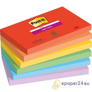Karteczki Post-it Super Sticky 76x127mm (655-6SS-PLAY) mix kolorów (6x90)