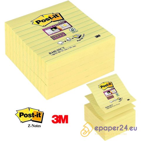 Karteczki Post-it Super Sticky Z-Notes 101x101mm linia (R440-SSCY) żółte (5x90) Karteczki Post-it Super Sticky Z-Notes 101x101mm linia (R440-SSCY) żółte (5x90)