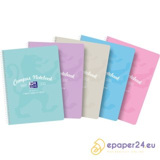 Kołozeszyt Oxford Campus Pastel A4+/80k kratka mix kolorów
